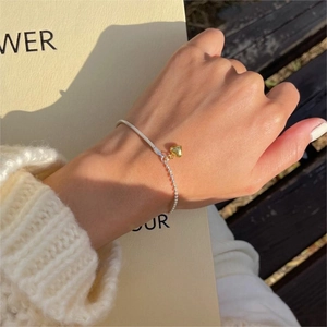 Elegant S925 sterling silver heart charm bead bracelet in gold and silver tones