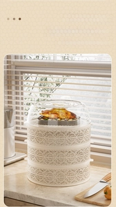 Stackable multi-layer food cover with diamond hollow grid and space-saving design