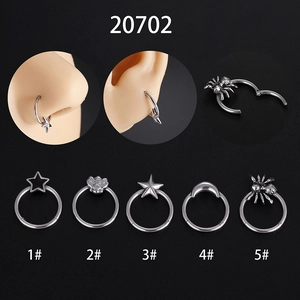 Titanium Steel Nose Rings Hoop Star Spider Moon Piercing Jewelry Hinged Segment Clicker For Ear Cartilage Unisex Halloween