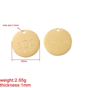 Gouden roestvrijstalen zonnehanger en letterbedeltje voor DIY sieraden maken 20mm