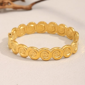 Vintage Spiral Texture Bangle Bracelet Stainless Steel 18K Gold Plated Vortex Pattern Simple Elegant Jewelry For Women