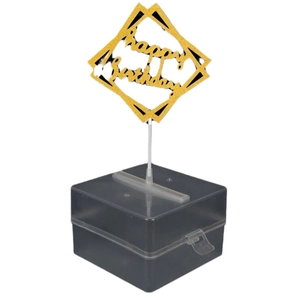 Cake money pulling box with golden Happy Birthday topper for surprise cake decoration
