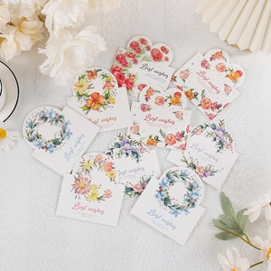 Floral Greeting Card White Cardstock Best Wishes Water Color Print Foldable Die Cut Gift Card For Holiday Birthday Bouquet