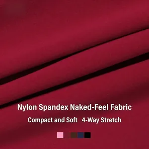 Haut de yoga à manches longues rouge foncé en tissu extensible 4 sens effet nu
