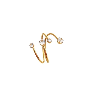 Sparkling 18k gold plated spiral ring with four brilliant cubic zirconia stones