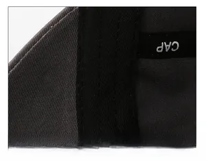Detailed close-up of dark grey baseball cap interior featuring reinforced black sweatband