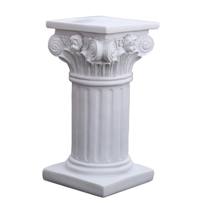 European white Roman column pedestal with carved angels for wedding decor and photography