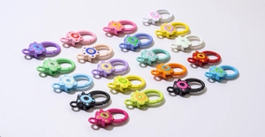 Vibrant colorful flower-shaped spring rings for DIY crafts and keychain accessories