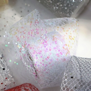 Sparkling chiffon ribbon with sequins for Christmas tree decor and floral wrapping