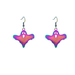 Ghost earrings with rainbow gradient plating for Halloween fashion style