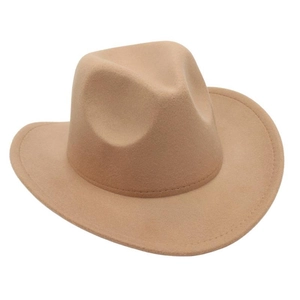 Detail shot of the reinforced double-stitched edge on a kids' wool felt fedora hat