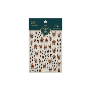 Leopard print butterfly nail stickers TL-428 with floral patterns and amber textures