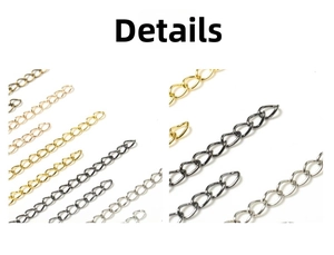 Detailed macro view of multicolor metal extension chains for DIY jewelry making