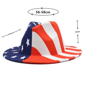 Chapeau jazz fedora motif drapeau USA avec étoiles et rayures, panama bord large 56-58cm