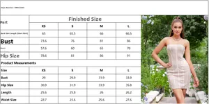 Size guide for vertical striped tube dress with detailed bust, waist and hip measurements