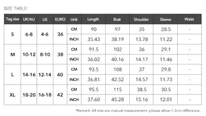 Detailed size chart for the elegant short sleeve geometric print dress for women