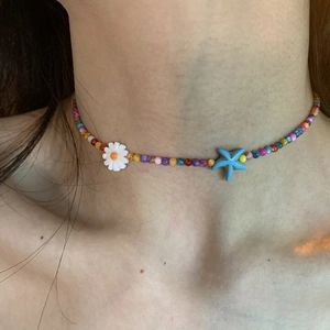 Bohemian Beaded Necklace With Acrylic Daisy And Starfish Charms Colorful Summer Beach Vacation Jewelry For Women