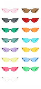 Detailed catalog of cat eye sunglasses showing 15 different candy color options