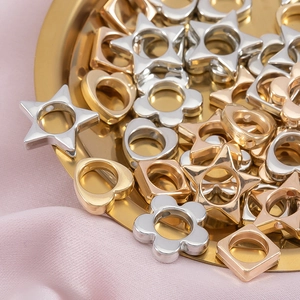 Polished CCB geometric star and heart beads in gold and silver for DIY jewelry making