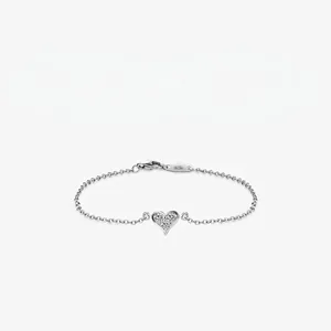 Heart Shaped 925 Sterling Silver Bracelet With Cubic Zirconia Dainty Polished Jewelry For Women Elegant Fashion Gift