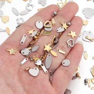 Polished stainless steel heart and star charms for DIY jewelry making in gold and silver