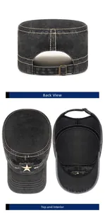 Vue détaillée de la casquette militaire en coton délavé montrant l'arrière et la doublure