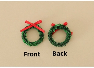 Detailed front and back view of mini Christmas wreaths with red bows for DIY crafts