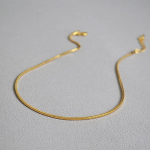 Minimalist gold square snake chain necklace with a sleek and flexible design for women