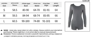 Size guide table for long sleeve backless bodysuit showing measurements in centimeters