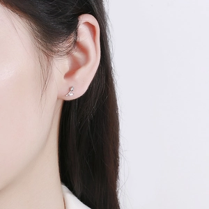 Elegant 925 sterling silver tulip earrings with cubic zirconia for a minimalist floral look