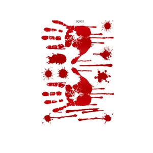 Detail of SQ902 Halloween blood handprint and splatter wall sticker on white background