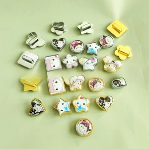 Detailed view of DIY alloy cartoon charms showing front designs and back socket structure