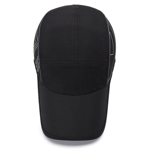 Men's lightweight black quick-dry baseball cap with side embroidery for outdoor sports