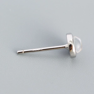 S925 sterling silver geometric stud earring with white opal stone and silver finish