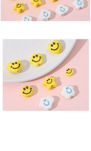 DIY colorful ceramic beads in star, heart, and flower shapes with cute smiley faces