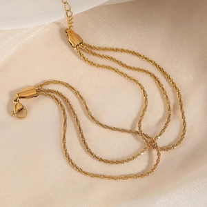 Triple Layer Chain Bracelet PVD Gold Plated Stainless Steel Sparkling Starry Texture Adjustable For Women Fashion Jewelry