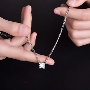 S925 sterling silver bull head necklace with 2ct moissanite pendant shown in hands