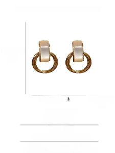 Detailed view of gold alloy earrings with rectangle opal stone and S925 silver needles