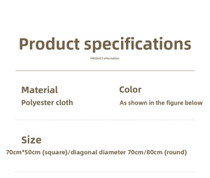 Détails des dimensions du couvre-plat en maille polyester pour tables carrées et rondes