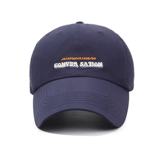 Gorra de béisbol azul marino transpirable con bordado Jacksonville y perforación láser