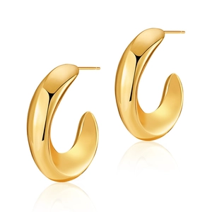 Orecchini geometrici a cerchio in ottone placcato oro 18K con riflesso a specchio