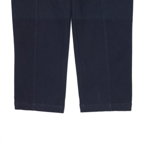 Pantaloni dritti blu navy con cuciture dettagliate e tessuto in cotone di qualità