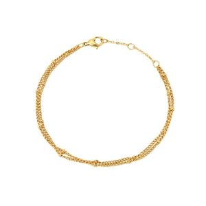 Three-layer gold plated stainless steel bead chain bracelet with adjustable lobster clasp