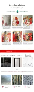 Instructional guide for applying electrostatic Christmas window stickers on glass surfaces