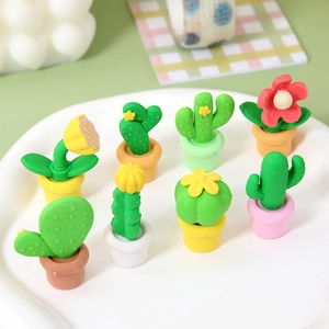 Set di 8 graziose gomme a forma di piante succulente con cactus colorati e rimovibili