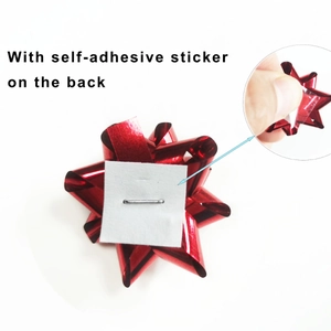 Red mini star bow with self-adhesive sticker for Christmas gift wrapping decoration