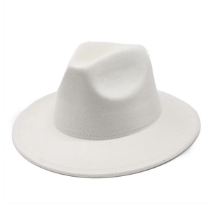 Detailed view of the clean white felt texture and stitch work on the classic fedora brim