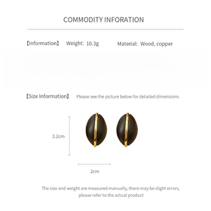 Schema delle dimensioni dettagliato per orecchini ovali in legno e rame da 3,2 cm