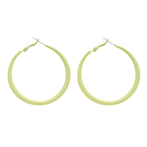 Minimalist large pale yellow geometric round hoop earrings with a smooth matte finish