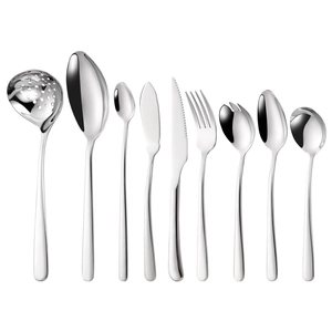 Elegant 9-piece silver 304 stainless steel cutlery set for hotel dining and steak
